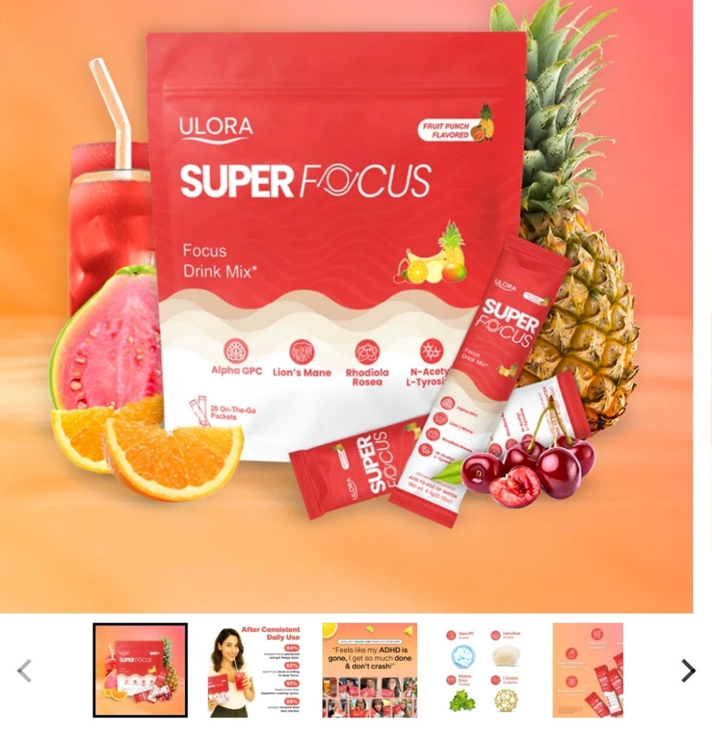 3/$10 Ulora Super Focus Drink Mix